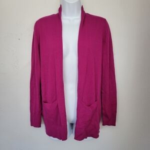 Ann Taylor Loft Women's Small Magenta Pink Long Sleeve Cardigan 25% Wool Blend